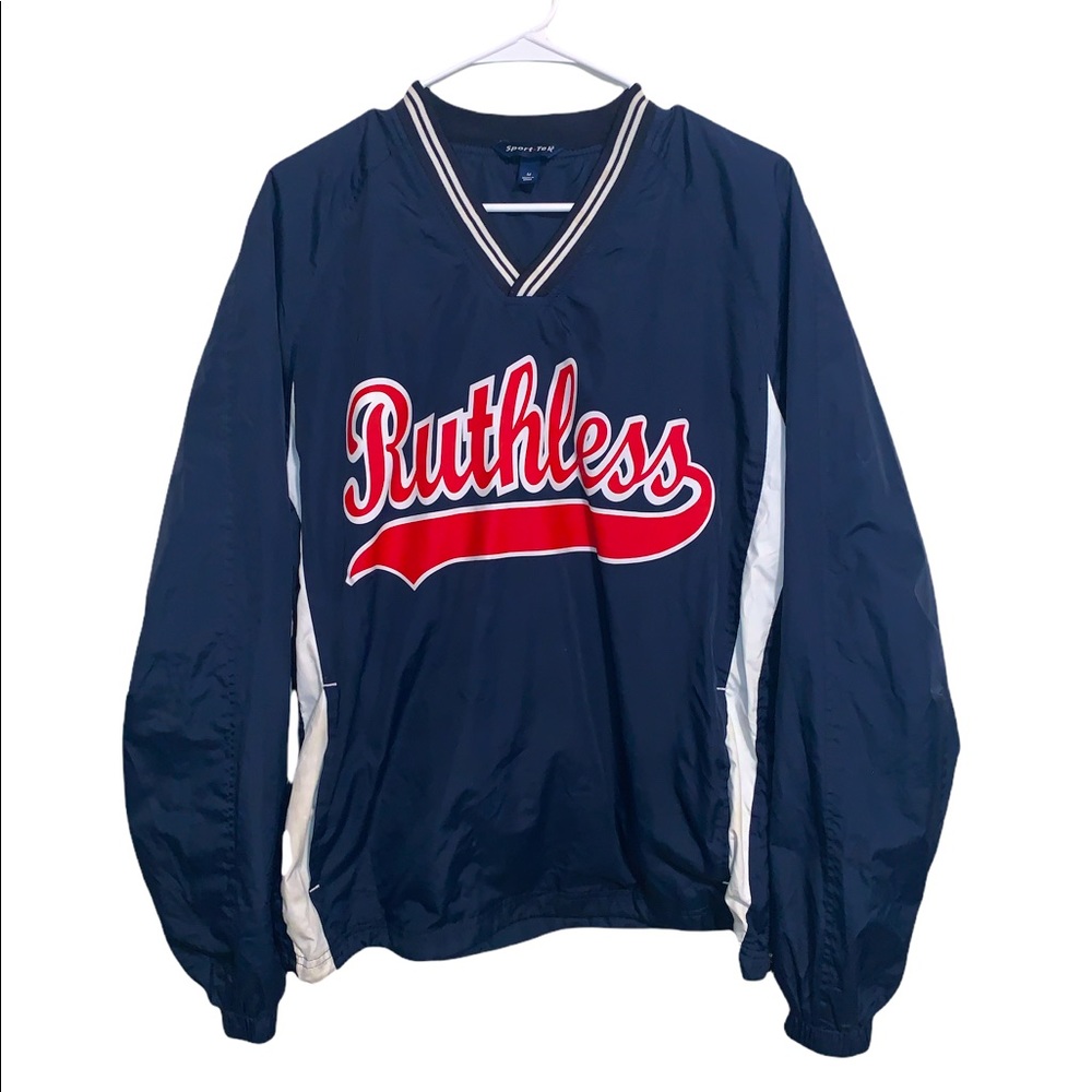 Ruthless Navy Blue/White Tipped V-Neck Raglan Wind Shirt